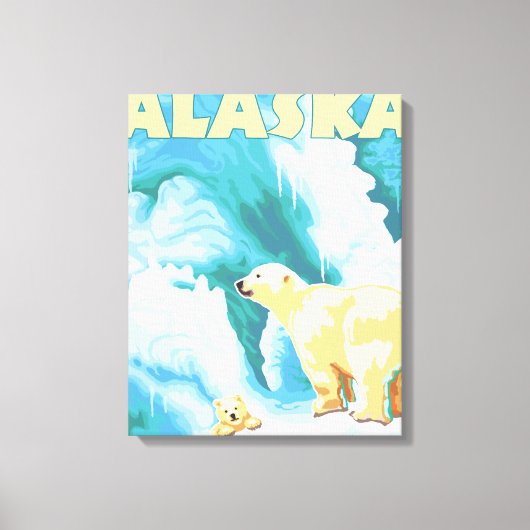 Polaire Beren en Cub - Anchorage, Alaska Canvas Afdruk (Voorkant)