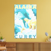 Polaire Beren en Cub - Curry, Alaska Canvas Afdruk (Insitu (Woonkamer))