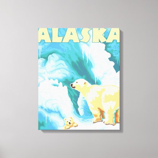 Polaire Beren en Cub - Curry, Alaska Canvas Afdruk (Voorkant)