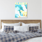 Polaire Beren en Cub - Curry, Alaska Canvas Afdruk (Insitu (Slaapkamer))