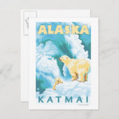 Polaire Beren en Cub - Katmai, Alaska Briefkaart (Voorkant / Achterkant)
