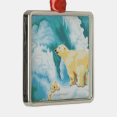 Polaire Beren en Cub - Katmai, Alaska Metalen Ornament (Rechts)