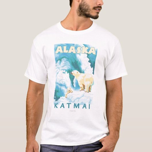 Polaire Beren en Cub - Katmai, Alaska T-shirt (Voorkant)