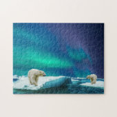 Polaire Beren en de Aurora Borealis Puzzle Legpuzzel (Horizontaal)