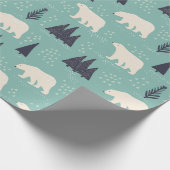Polaire Beren en Evergreen Trees Winter Patterned Cadeaupapier (Hoek)
