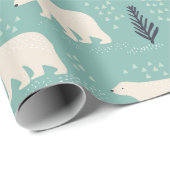 Polaire Beren en Evergreen Trees Winter Patterned Cadeaupapier (Rol Hoek)
