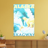 Polaire Beren en kraakbedekking - Skagway, Alaska Canvas Afdruk (Insitu (Woonkamer))