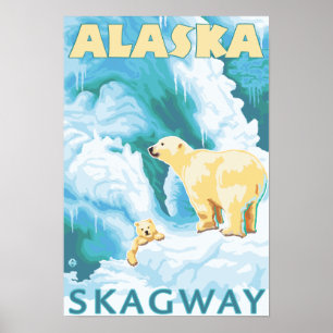Polaire Beren en kraakbedekking - Skagway, Alaska Poster