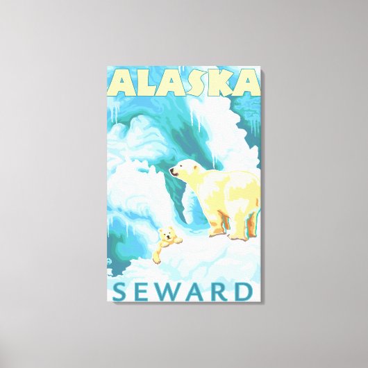 Polaire Beren en krabben - Seward, Alaska Canvas Afdruk (Voorkant)