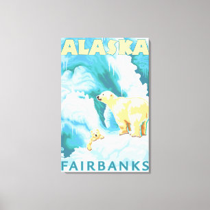 Polaire Beren en kubussen - Fairbanks, Alaska Canvas Afdruk