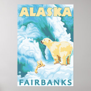 Polaire Beren en kubussen - Fairbanks, Alaska Poster