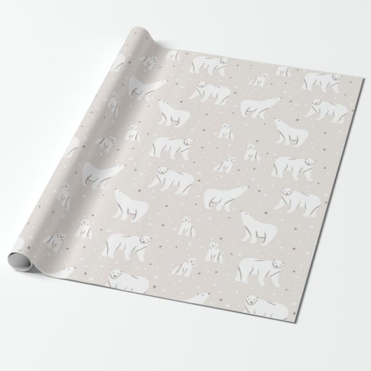 Polaire Beren en sneeuwvlokken - beige Cadeaupapier (Uitgerold)