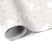 Polaire Beren en sneeuwvlokken - beige Cadeaupapier (Rol Hoek)