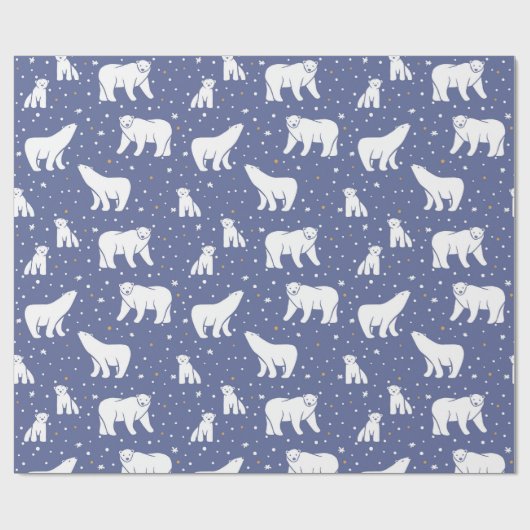 Polaire Beren en sneeuwvlokken - blauw Cadeaupapier (Vlak)