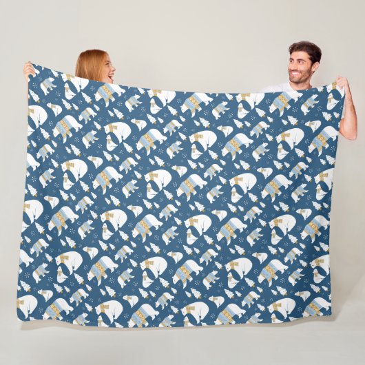 Polaire Beren en Snowflakes, vlooienmandje Fleece Deken (In situ)