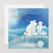 Polaire Beren, Fox, Penguin en Snowman Dank u wel Feestdagenkaart (Voorkant / Achterkant)
