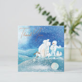 Polaire Beren, Fox, Penguin en Snowman Dank u wel Feestdagenkaart (Staand voorkant)