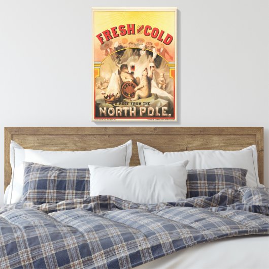 Polaire Beren genieten van Mokken van lagerbier Canvas Afdruk (Insitu (Slaapkamer))