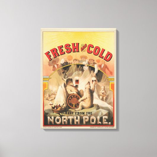 Polaire Beren genieten van Mokken van lagerbier Canvas Afdruk (Voorkant)