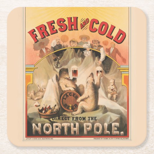 Polaire Beren genieten van Mokken van lagerbier Kartonnen Onderzetters (Voorkant)