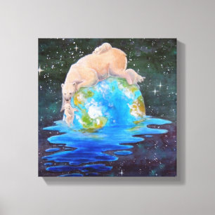 Polaire Beren Global Warming Canvas Afdruk