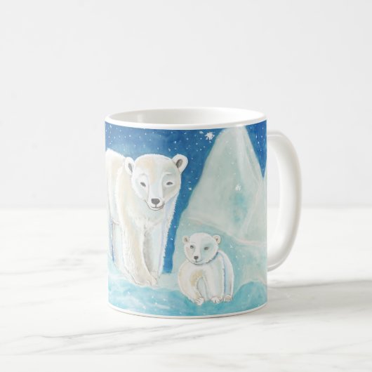 Polaire Beren Illustratie Koffiemok (Voorkant rechts)