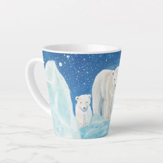 Polaire Beren Illustratie Latte Mok (Linkerhoek)