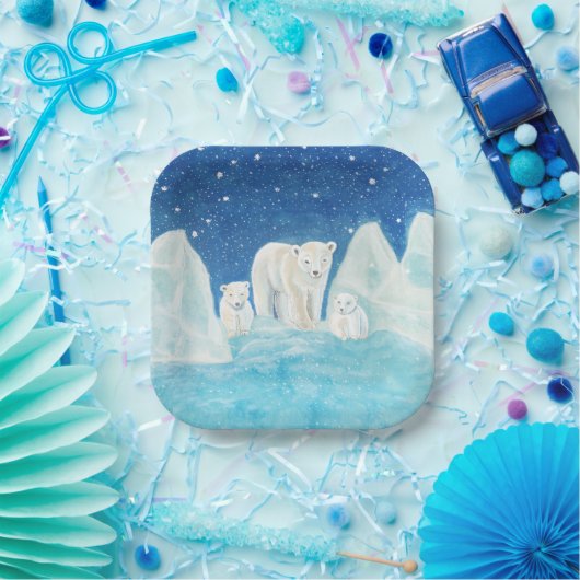 Polaire Beren Illustratie Papieren Bordje (Feest)