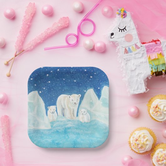 Polaire Beren Illustratie Papieren Bordje (Feest)