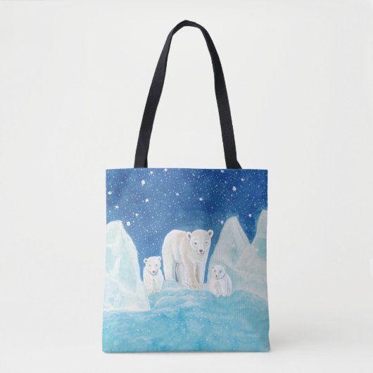 Polaire Beren Illustratie Tote Bag (Voorkant)