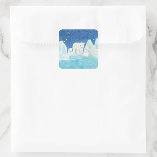 Polaire Beren Illustratie Vierkante Sticker (Tas)