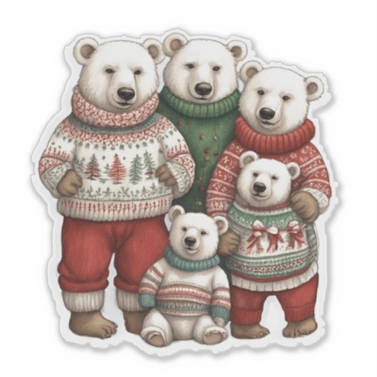 Polaire Beren in truien Sticker (Voorkant)