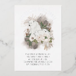 Polaire Beren Kerstmis Open House Luxe Echte Folie Folie Uitnodiging