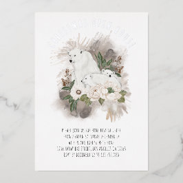 Polaire Beren Kerstmis Open House Luxe Echte Folie Uitnodiging