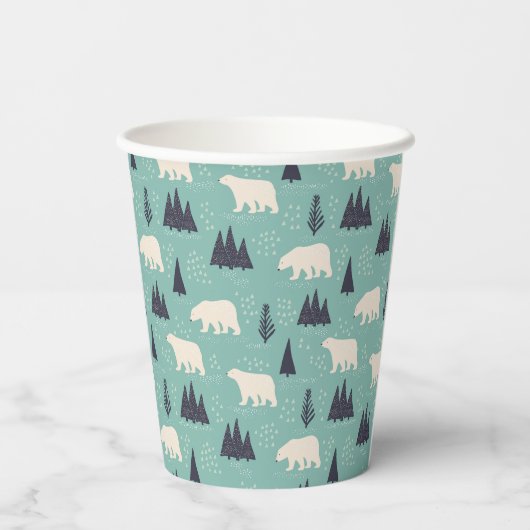 Polaire Beren met kerstfeest Papieren Bekers (Achterkant)