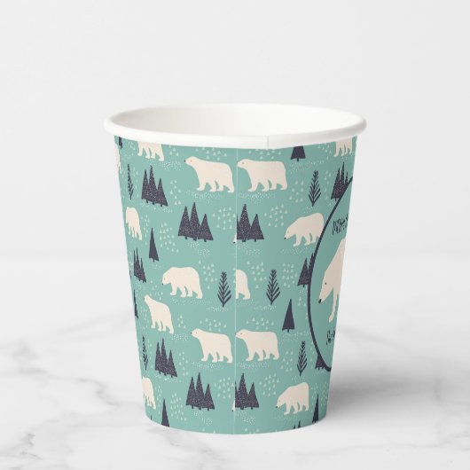 Polaire Beren met kerstfeest Papieren Bekers (Rechts)