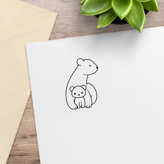 Polaire Beren: Moeder en welp 1x1 Rubberstempel