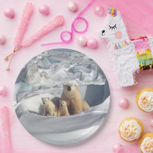 Polaire Beren Moeder poolgebied Borden in het wild Papieren Bordje (Feest)