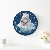 Polaire beren op een ijsvloer grote klok (Huis)
