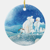 Polaire Beren, Polar Fox, Emperor pinguin en Snowm Keramisch Ornament (Achterkant)