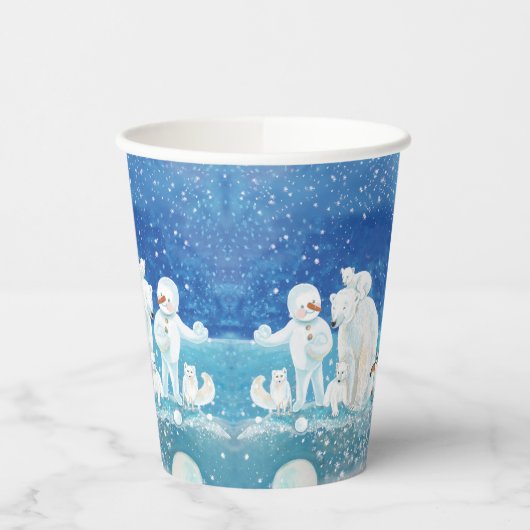 Polaire Beren, Polar Fox, Emperor pinguin en Snowm Papieren Bekers (Links)