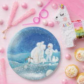 Polaire Beren, Polar Fox, Emperor pinguin en Snowm Papieren Bordje (Feest)