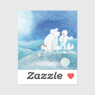 Polaire Beren, Polar Fox, Emperor pinguin en Snowm Sticker
