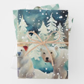 Polaire Beren, siervoorwerpen, kerst met gingham Inpakpapier Vel (In situ)