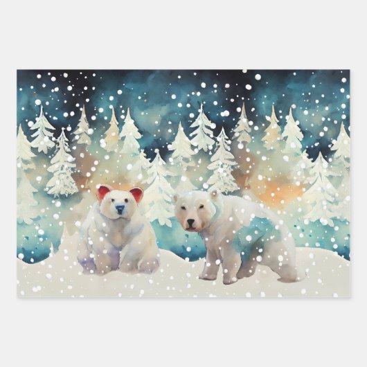 Polaire Beren, siervoorwerpen, kerst met gingham Inpakpapier Vel (Voorkant)