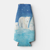 Polaire Beren & Sneeuwrijke landschapsillustratie Flesjeskoeler (Voorkant)