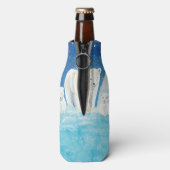 Polaire Beren & Sneeuwrijke landschapsillustratie Flesjeskoeler (Fles Achterkant)