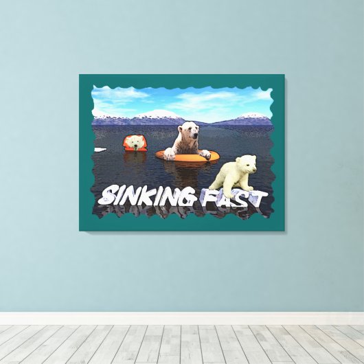 Polaire Beren - Snel zinken Canvas Afdruk (Insitu (Houten vloer))