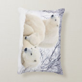 Polaire Beren vrouw en twee cubs Decoratief Kussen (Achterkant (Verticaal))