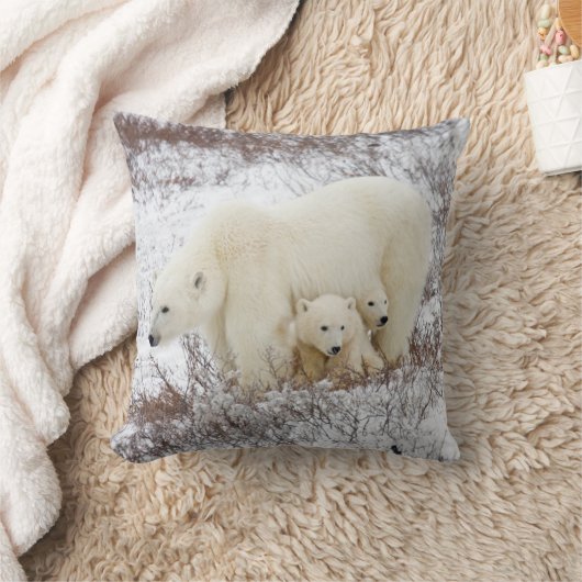 Polaire Beren vrouw en twee cubs Kussen (Deken)